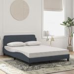 Casa si Gradina - Mobilier - Paturi si accesorii - Paturi - Pat cu saltea, gri inchis, 140x190 cm, catifea - Infinity.ro