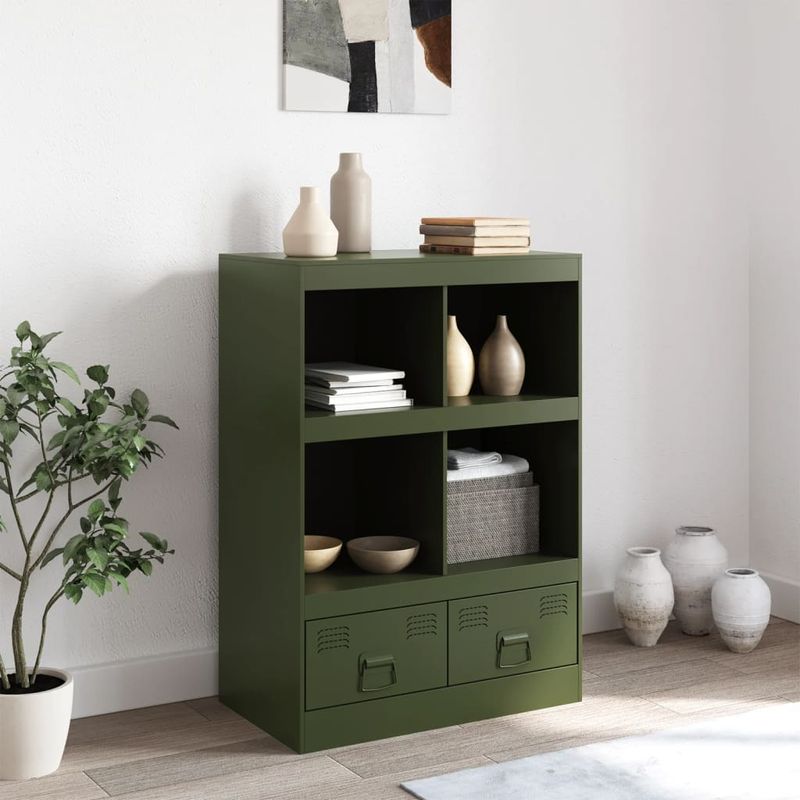 Casa si Gradina - Mobilier - Comode si corpuri - Corpuri bucatarie - Dulap inalt verde maslina 67x39x95 cm otel - Infinity.ro