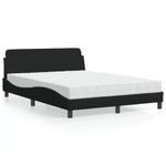 Casa si Gradina - Mobilier - Paturi si accesorii - Paturi - Pat cu saltea, negru, 140x190 cm, textil - Infinity.ro