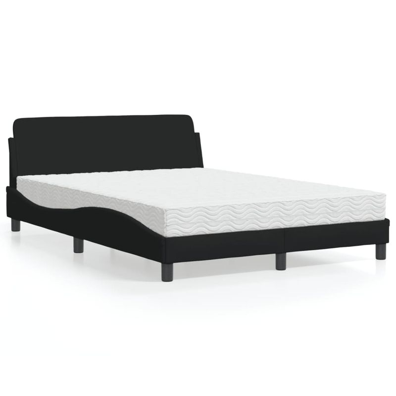 Casa si Gradina - Mobilier - Paturi si accesorii - Paturi - Pat cu saltea, negru, 140x190 cm, textil - Infinity.ro