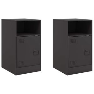 Noptiere, 2 buc., negru, 34,5x39x62 cm, otel