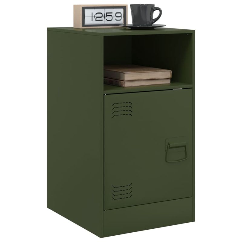 Casa si Gradina - Mobilier - Comode si corpuri - Noptiere - Noptiere, 2 buc., verde olive, 34,5x39x62 cm, otel - Infinity.ro