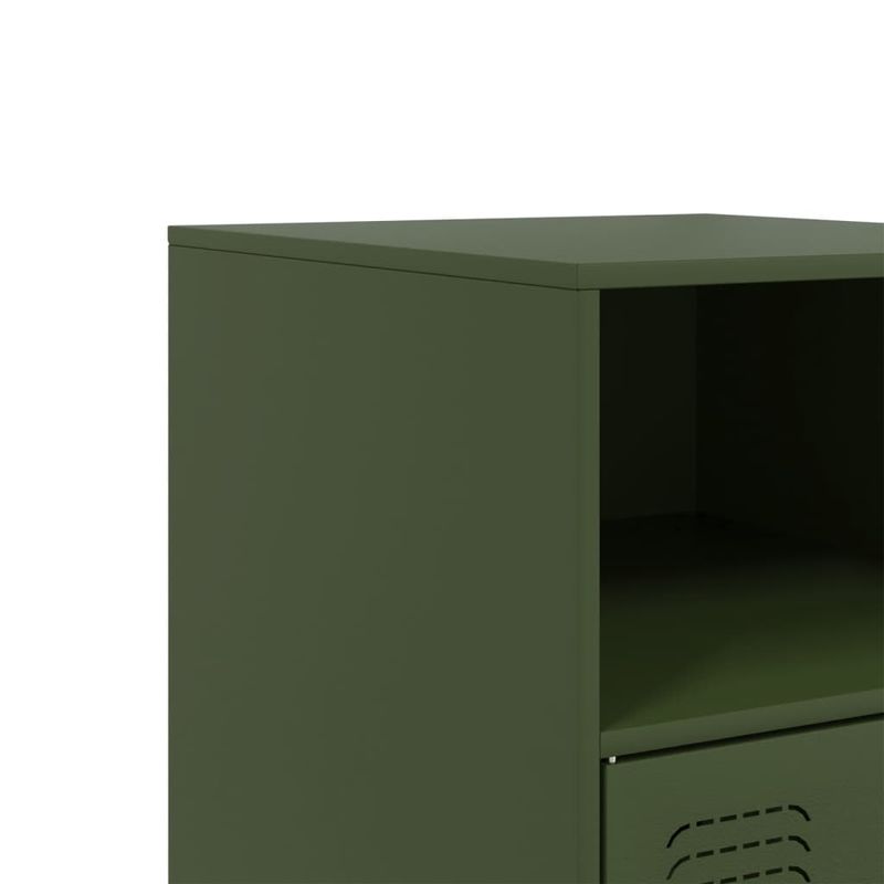 Casa si Gradina - Mobilier - Comode si corpuri - Noptiere - Noptiere, 2 buc., verde olive, 34,5x39x62 cm, otel - Infinity.ro