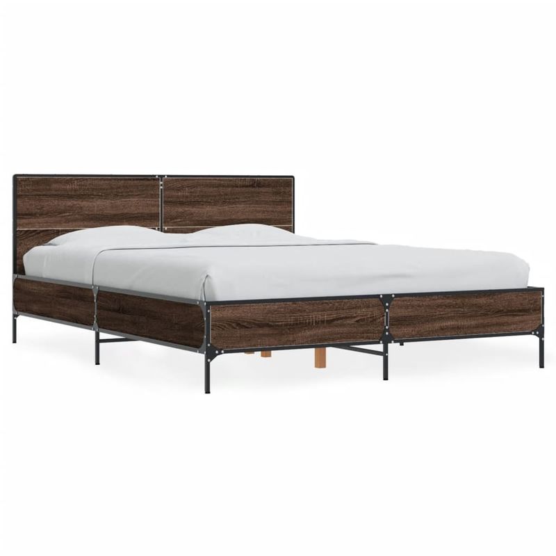 Casa si Gradina - Mobilier - Paturi si accesorii - Paturi - Cadru de pat, stejar maro, 140x190 cm, lemn prelucrat si metal - Infinity.ro