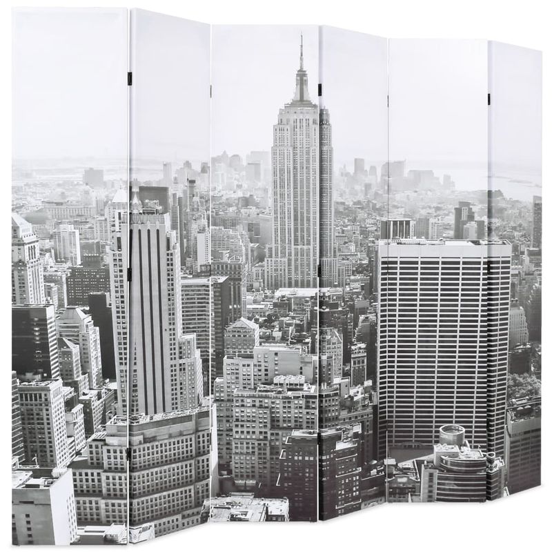 Casa si Gradina - Decoratiuni - Pereti despartitori si paravane - Paravan camera pliabil, 228 x 170 cm, New York pe zi, alb/negru - Infinity.ro