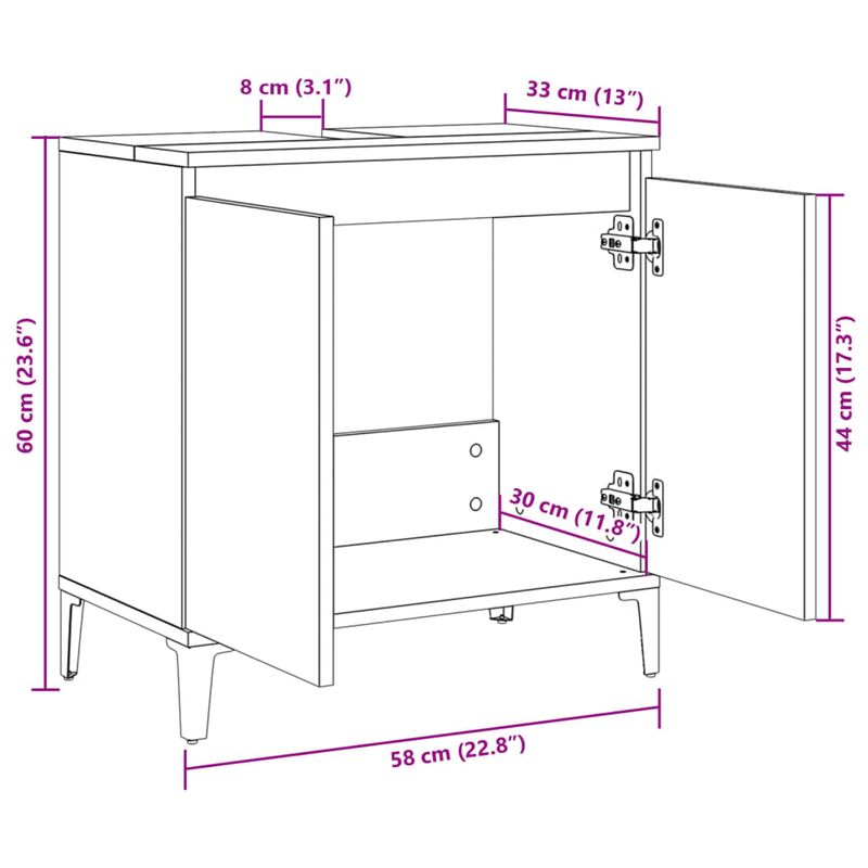 Casa si Gradina - Mobilier - Mobilier baie - Comode baie - Dulap de chiuveta, stejar sonoma, 58x33x60 cm, lemn prelucrat - Infinity.ro