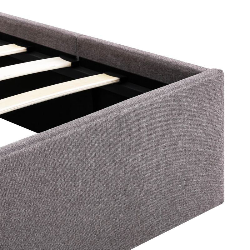 Casa si Gradina - Mobilier - Paturi si accesorii - Paturi - Cadru de pat hidraulic cu lada, gri taupe, 120 x 200 cm, textil - Infinity.ro