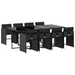 Casa si Gradina - Gradina si terasa - Mobilier exterior - Seturi mobila gradina - Set mobilier de gradina cu perne, 9 piese, negru, poliratan - Infinity.ro