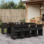 Casa si Gradina - Gradina si terasa - Mobilier exterior - Seturi mobila gradina - Set mobilier de gradina cu perne, 9 piese, negru, poliratan - Infinity.ro