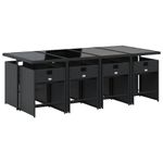 Casa si Gradina - Gradina si terasa - Mobilier exterior - Seturi mobila gradina - Set mobilier de gradina cu perne, 9 piese, negru, poliratan - Infinity.ro