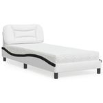 Casa si Gradina - Mobilier - Paturi si accesorii - Paturi - Pat cu saltea, alb si negru, 90x200 cm, piele ecologica - Infinity.ro