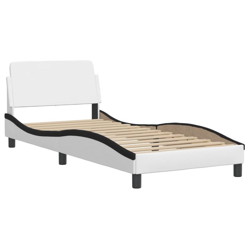 Casa si Gradina - Mobilier - Paturi si accesorii - Paturi - Pat cu saltea, alb si negru, 90x200 cm, piele ecologica - Infinity.ro