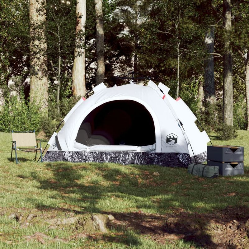 Sport si Outdoor - Camping - Corturi camping - Cort de camping 2 persoane, alb opac, setare rapida, tesatura - Infinity.ro