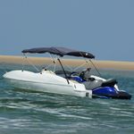 Auto si Moto - Ambarcatiuni - Accesorii ambarcatiuni - Parasolar Bimini 4 arcuri pereti din plasa 243x(230-244)x137 cm, albastru - Infinity.ro