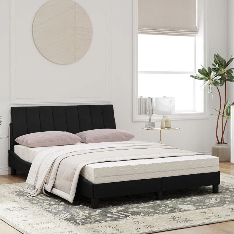 Casa si Gradina - Mobilier - Paturi si accesorii - Paturi - Pat cu saltea, negru, 120x200 cm, catifea - Infinity.ro