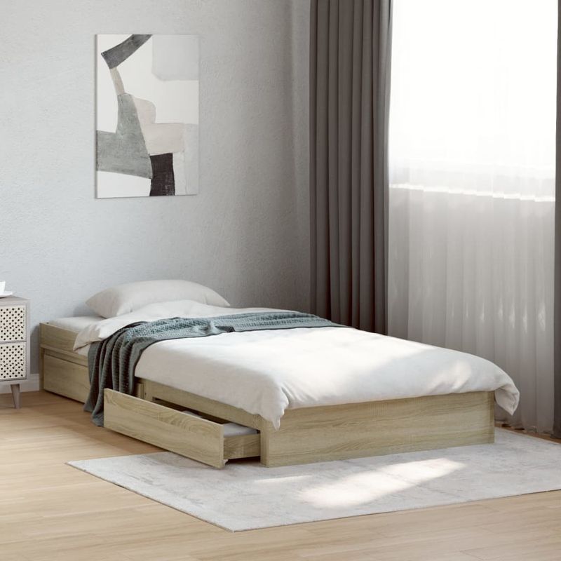 Casa si Gradina - Mobilier - Paturi si accesorii - Paturi - Cadru de pat cu sertare stejar sonoma 90x190 cm lemn prelucrat - Infinity.ro