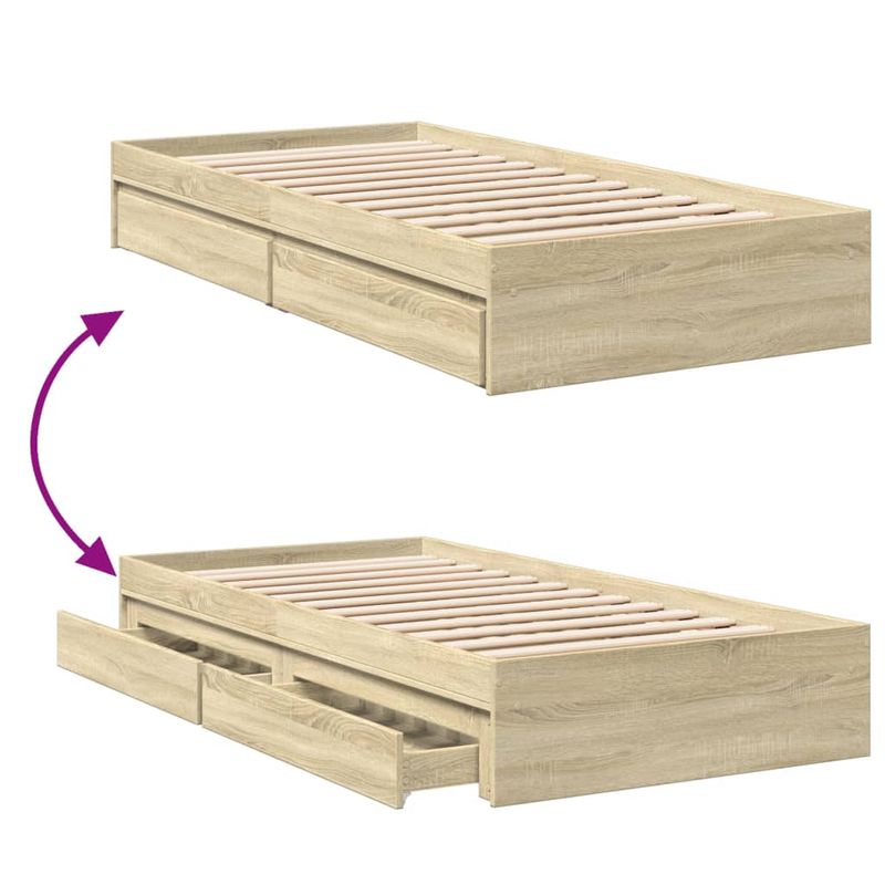 Casa si Gradina - Mobilier - Paturi si accesorii - Paturi - Cadru de pat cu sertare stejar sonoma 90x190 cm lemn prelucrat - Infinity.ro