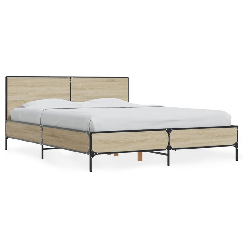 Casa si Gradina - Mobilier - Paturi si accesorii - Paturi - Cadru de pat, stejar sonoma, 140x200cm, lemn prelucrat si metal - Infinity.ro