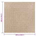 Casa si Gradina - Textile si covoare - Covoare - Covoare casa - Covor ZIZUR aspect iută, 240x240cm, pentru interior și exterior, maro, model dreptunghiular - Infinity.ro