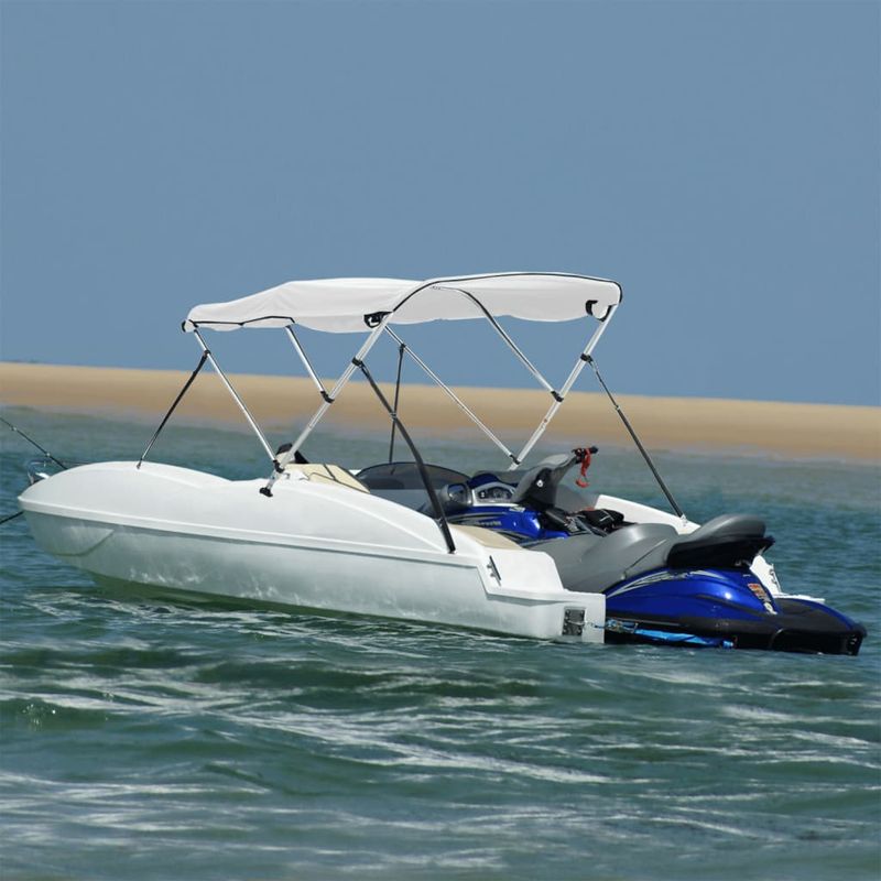 Auto si Moto - Ambarcatiuni - Accesorii ambarcatiuni - Parasolar Bimini 3 arcuri pereti laterali, 183x(154-167)x137 cm, alb - Infinity.ro
