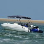 Auto si Moto - Ambarcatiuni - Accesorii ambarcatiuni - Parasolar Bimini 4 arcuri pereti din plasa 243x(185-198)x137 cm, albastru - Infinity.ro