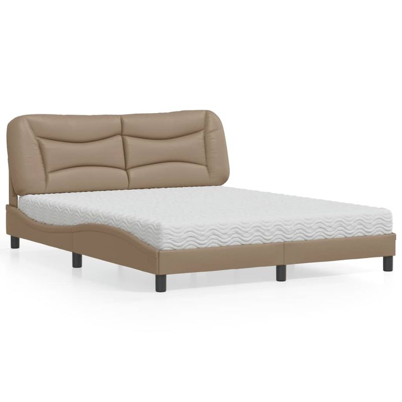 Casa si Gradina - Mobilier - Paturi si accesorii - Paturi - Pat cu saltea, cappuccino, 160x200cm piele ecologica - Infinity.ro