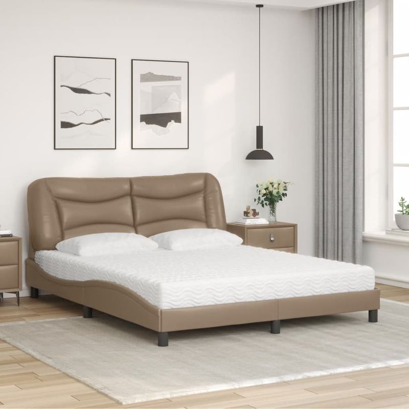 Casa si Gradina - Mobilier - Paturi si accesorii - Paturi - Pat cu saltea, cappuccino, 160x200cm piele ecologica - Infinity.ro