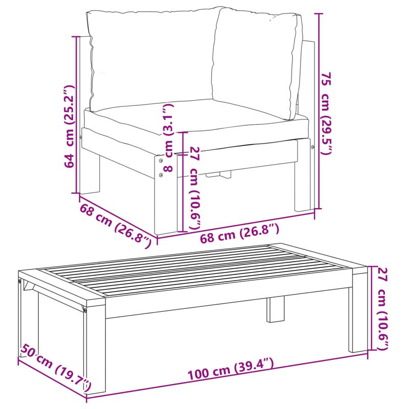 Casa si Gradina - Gradina si terasa - Mobilier exterior - Seturi mobila gradina - Set de canapele gradina cu perne, 6 piese, lemn masiv acacia - Infinity.ro