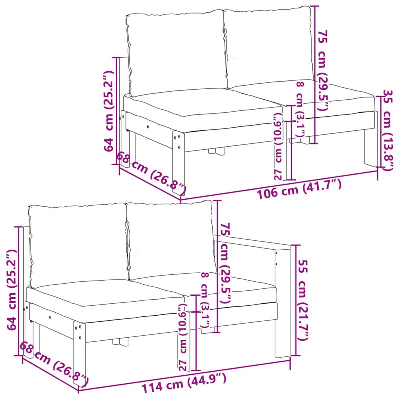 Casa si Gradina - Gradina si terasa - Mobilier exterior - Seturi mobila gradina - Set de canapele gradina cu perne, 6 piese, lemn masiv acacia - Infinity.ro