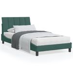 Casa si Gradina - Mobilier - Paturi si accesorii - Paturi - Pat cu saltea, verde inchis, 100x200 cm, catifea - Infinity.ro