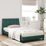 Casa si Gradina - Mobilier - Paturi si accesorii - Paturi - Pat cu saltea, verde inchis, 100x200 cm, catifea - Infinity.ro