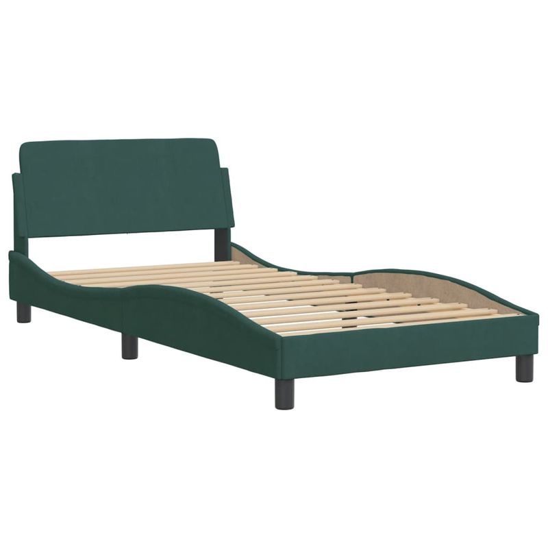 Casa si Gradina - Mobilier - Paturi si accesorii - Paturi - Pat cu saltea, verde inchis, 100x200 cm, catifea - Infinity.ro