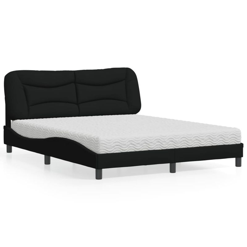 Casa si Gradina - Mobilier - Paturi si accesorii - Paturi - Pat cu saltea, negru, 160x200 cm, textil - Infinity.ro