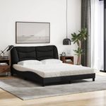 Casa si Gradina - Mobilier - Paturi si accesorii - Paturi - Pat cu saltea, negru, 160x200 cm, textil - Infinity.ro