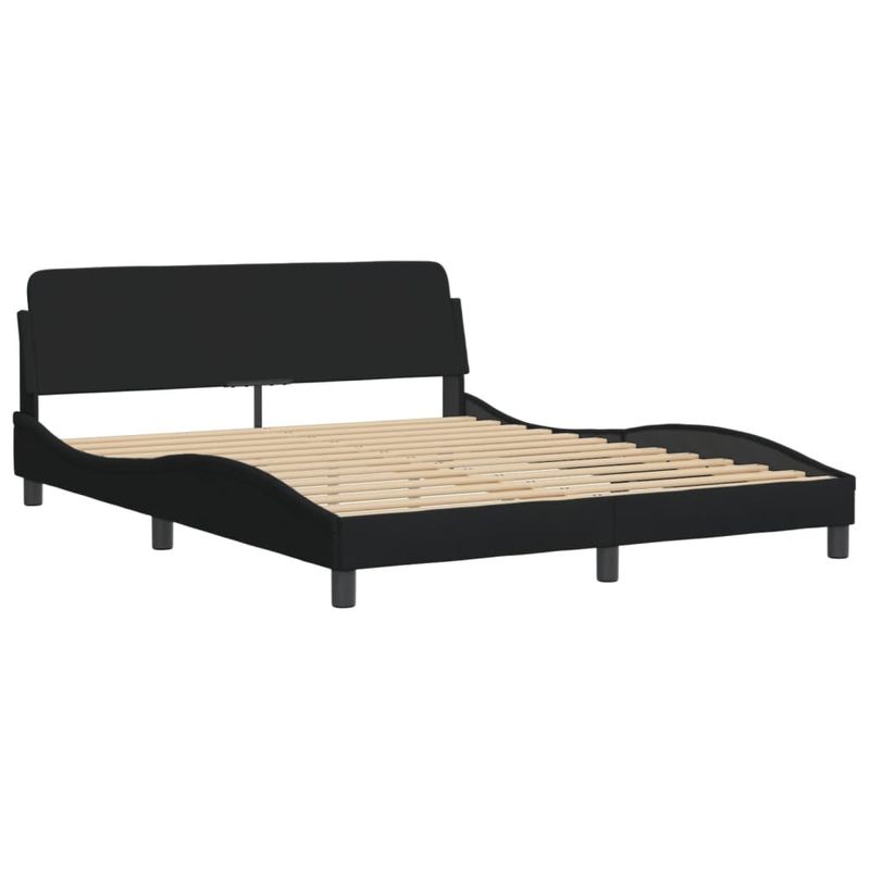 Casa si Gradina - Mobilier - Paturi si accesorii - Paturi - Pat cu saltea, negru, 160x200 cm, textil - Infinity.ro