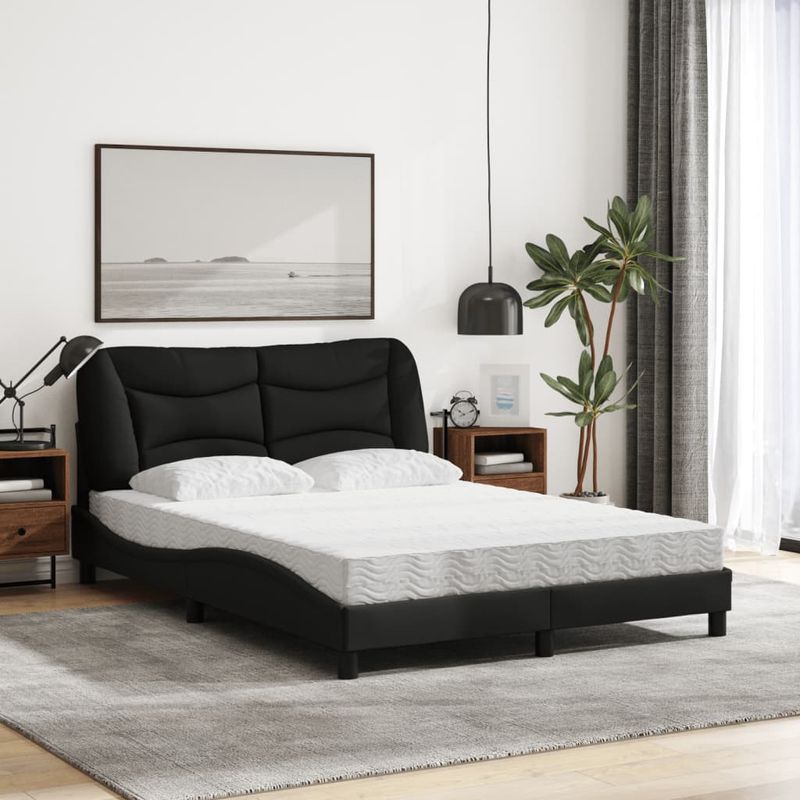 Casa si Gradina - Mobilier - Paturi si accesorii - Paturi - Pat cu saltea, negru, 120x200 cm, textil - Infinity.ro