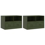 Casa si Gradina - Mobilier - Comode si corpuri - Comode - Dulapuri TV 2 buc., verde maslina, 67x39x44 cm Otel - Infinity.ro