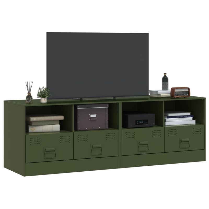 Casa si Gradina - Mobilier - Comode si corpuri - Comode - Dulapuri TV 2 buc., verde maslina, 67x39x44 cm Otel - Infinity.ro