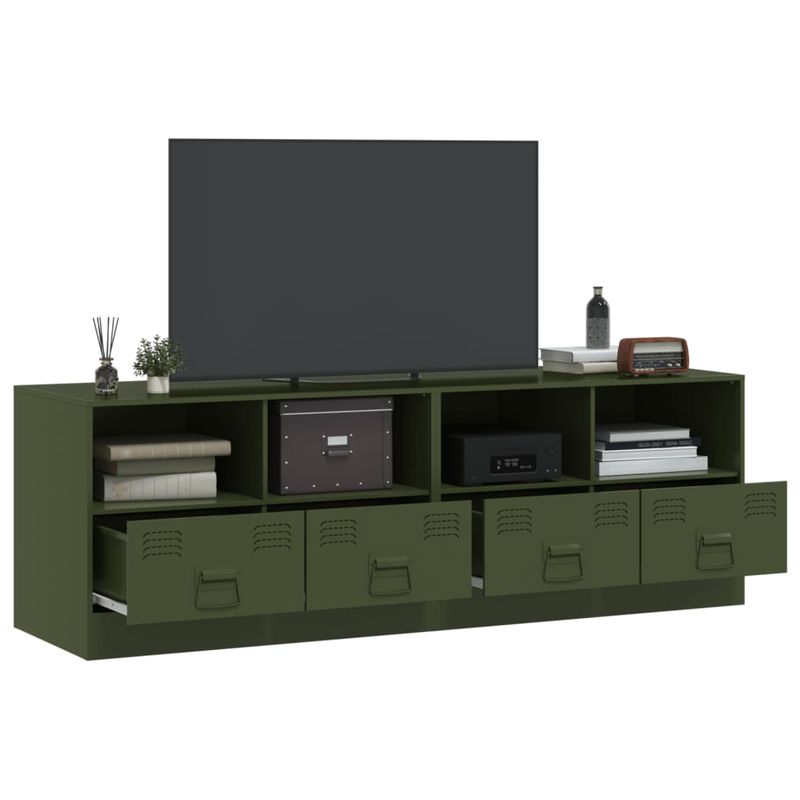 Casa si Gradina - Mobilier - Comode si corpuri - Comode - Dulapuri TV 2 buc., verde maslina, 67x39x44 cm Otel - Infinity.ro