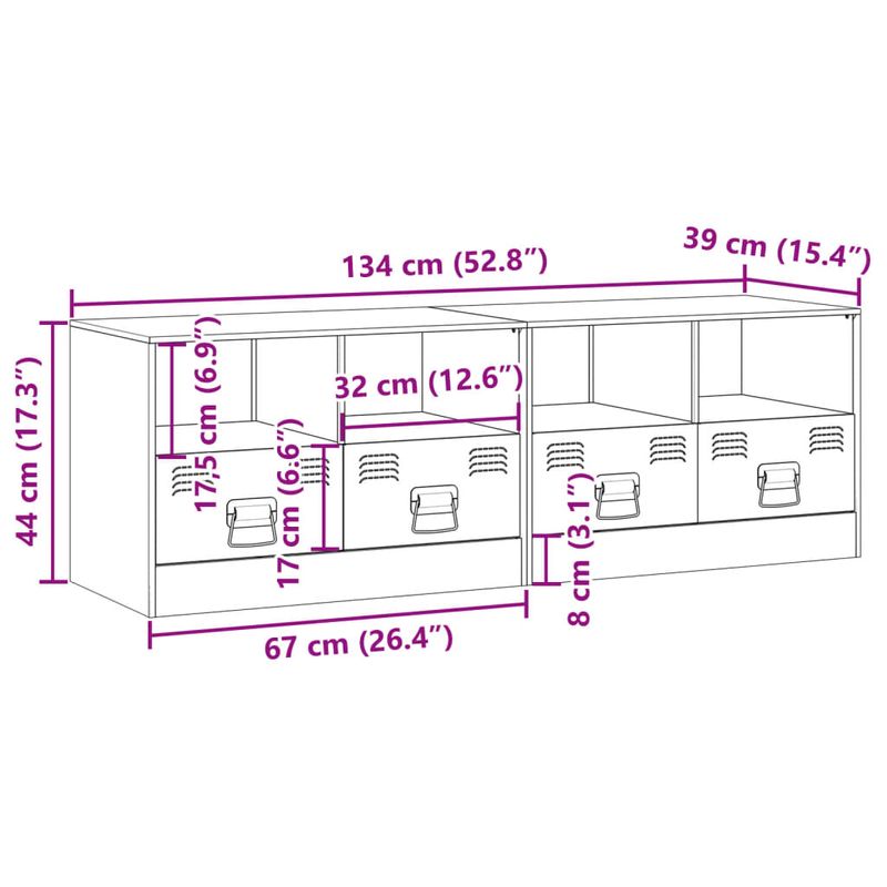 Casa si Gradina - Mobilier - Comode si corpuri - Comode - Dulapuri TV 2 buc., verde maslina, 67x39x44 cm Otel - Infinity.ro