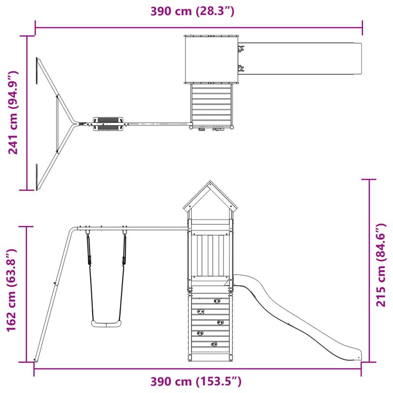 Jucarii, Copii si Bebe - Jucarii si jocuri - Jucarii de exterior - Spatii de joaca si accesorii - Set de joaca pentru exterior, lemn masiv de douglas - Infinity.ro