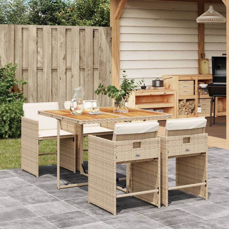 Casa si Gradina - Gradina si terasa - Mobilier exterior - Seturi mobila gradina - Set mobilier de gradina cu perne, 5 piese, bej, poliratan - Infinity.ro