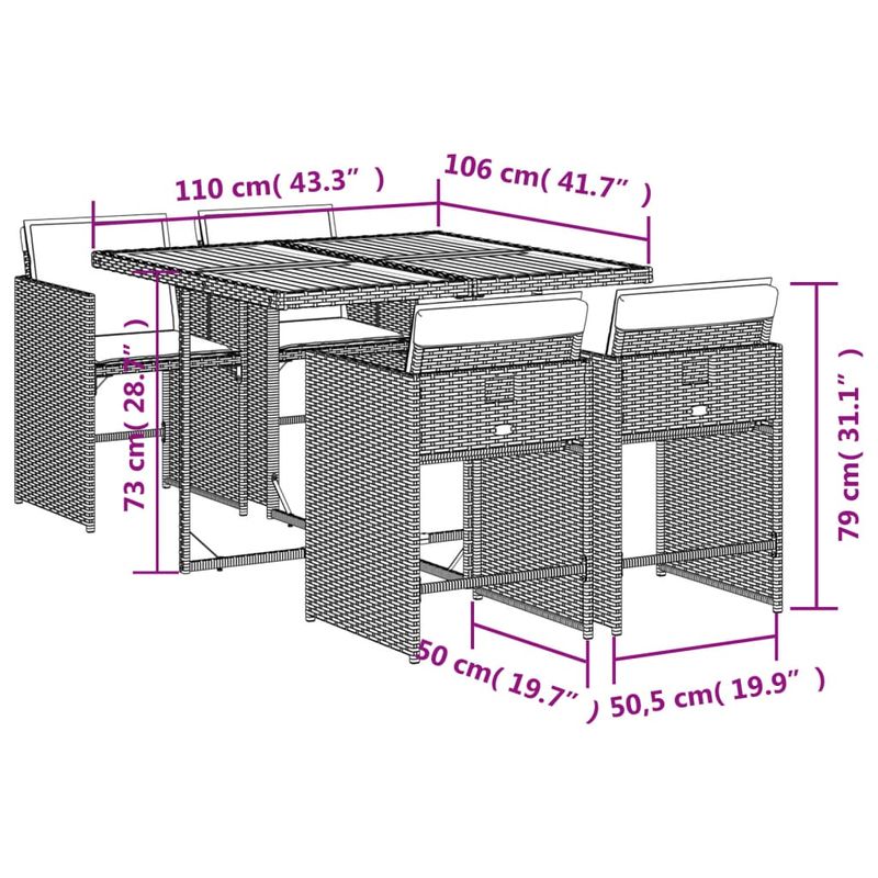 Casa si Gradina - Gradina si terasa - Mobilier exterior - Seturi mobila gradina - Set mobilier de gradina cu perne, 5 piese, bej, poliratan - Infinity.ro
