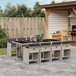 Casa si Gradina - Gradina si terasa - Mobilier exterior - Seturi mobila gradina - Set mobilier gradina cu perne, 9 piese, gri deschis, poliratan - Infinity.ro