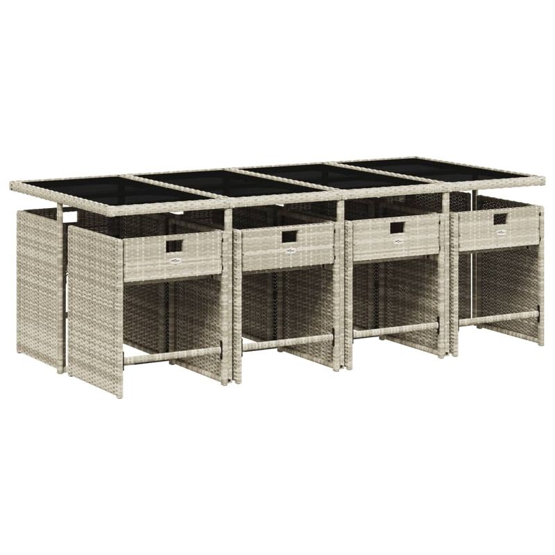 Casa si Gradina - Gradina si terasa - Mobilier exterior - Seturi mobila gradina - Set mobilier gradina cu perne, 9 piese, gri deschis, poliratan - Infinity.ro