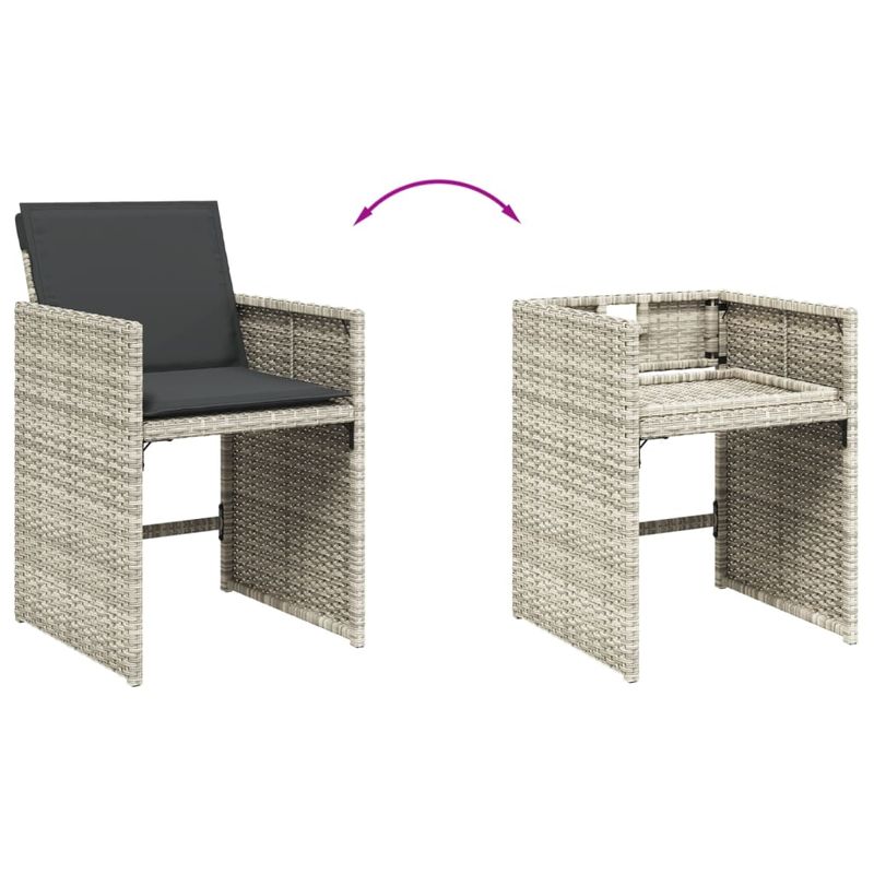 Casa si Gradina - Gradina si terasa - Mobilier exterior - Seturi mobila gradina - Set mobilier gradina cu perne, 9 piese, gri deschis, poliratan - Infinity.ro
