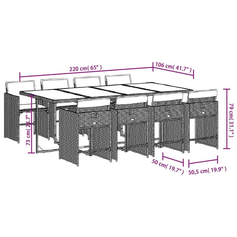 Casa si Gradina - Gradina si terasa - Mobilier exterior - Seturi mobila gradina - Set mobilier gradina cu perne, 9 piese, gri deschis, poliratan - Infinity.ro