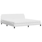 Casa si Gradina - Mobilier - Paturi si accesorii - Paturi - Pat cu saltea, alb, 200x200 cm, piele ecologica - Infinity.ro