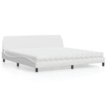 Casa si Gradina - Mobilier - Paturi si accesorii - Paturi - Pat cu saltea, alb, 200x200 cm, piele ecologica - Infinity.ro