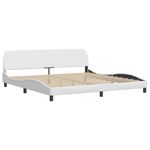Casa si Gradina - Mobilier - Paturi si accesorii - Paturi - Pat cu saltea, alb, 200x200 cm, piele ecologica - Infinity.ro